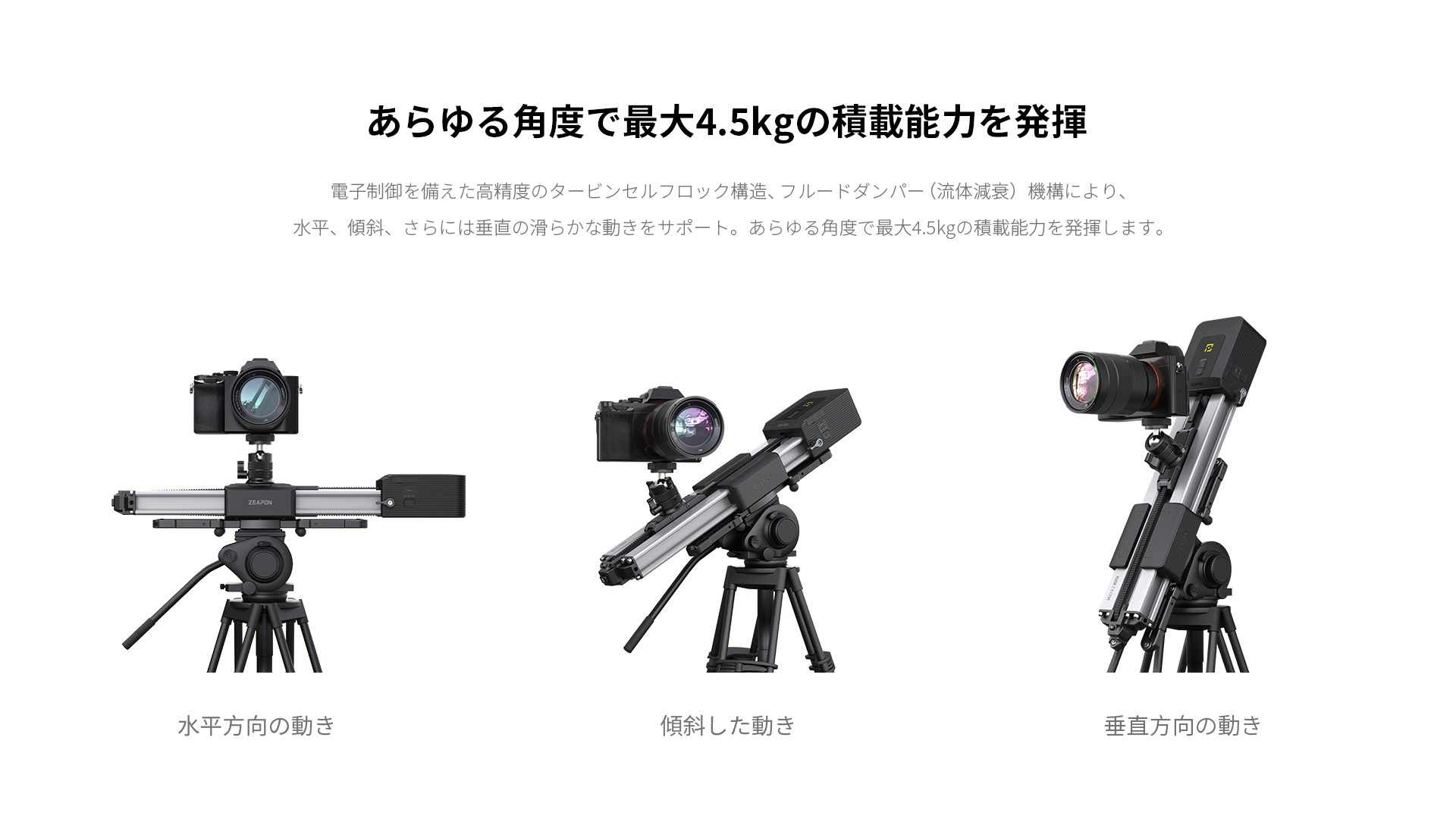 注目商品】小型軽量、静音仕様＆高トルクの本格カメラスライダー 